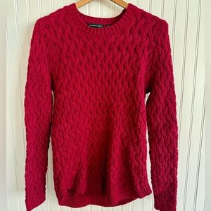 Red Cable Knit Sweater Size Small 100% Cotton
